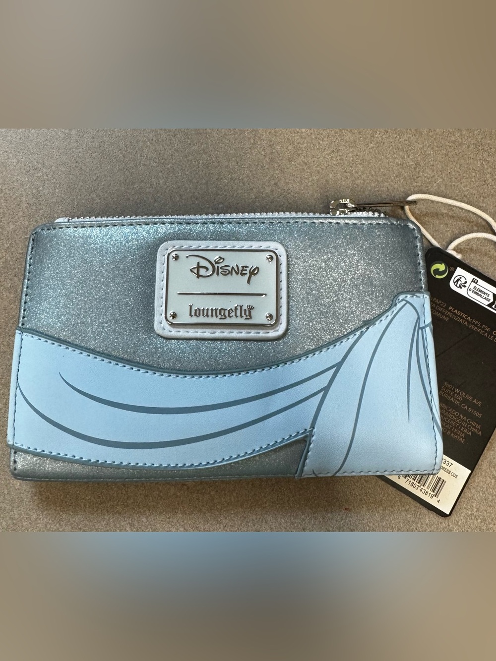 Loungefly Disney Princess & the Frog Tiana Blue Glitter Cosplay Flap Wallet NWT